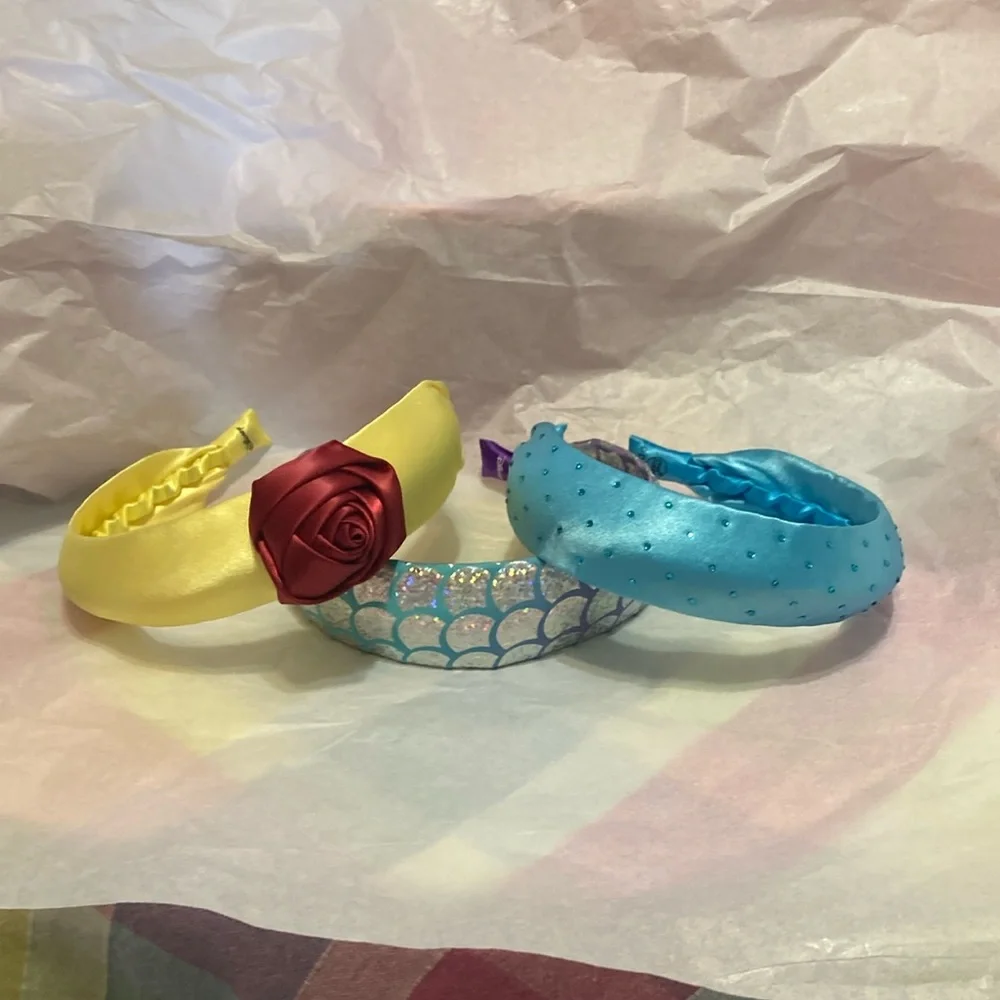 Belle, Little Mermaid & Cinderella Vibrant Yellow Deep Red Blue Gems Mermaid